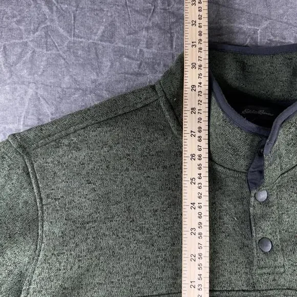Eddie Bauer Sweater Men's XL Green 1/4 Button - Picture 3 of 6